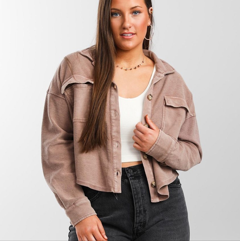 Oak and Trellis Rrverse French Terry Shacket